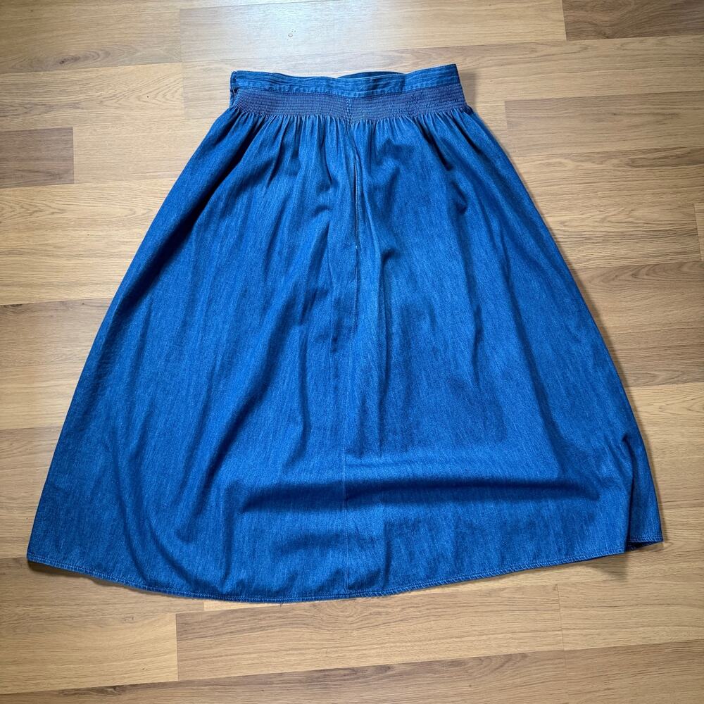 Women's Vintage 90's Gene Ewing Bis California Blue Jean Denim Maxi Skirt Sz 10